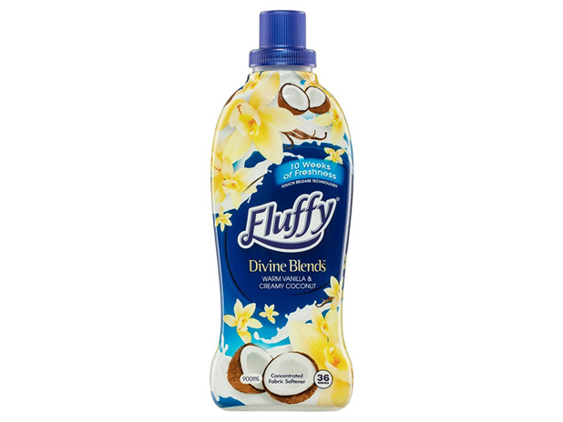 Fluffy Divine Blends Concentrated Fabric Softener Conditioner Warm Vanilla & Creamy Coconut 900 Mill