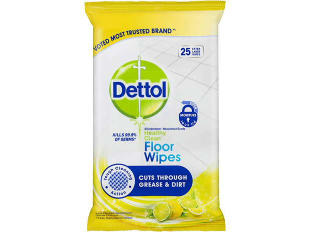 Dettol Antibacterial Floor Cleaning Wipes Lemon And Lime 25 Pack