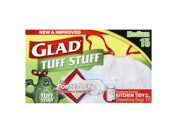 Glad Kitchen Tidy Tuff Stuff Bags Medium 15 Pack