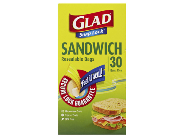 Glad Snaplock Sandwich Resealable Bags 30 Pack