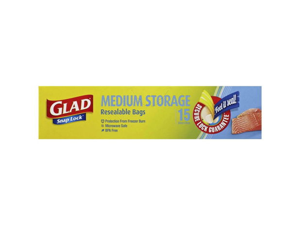 Glad Resealable Medium Storage Bags 15 Pack