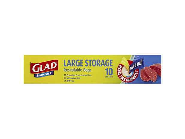 Glad Snaplock Large Storage Resealable Bags 10 Pack