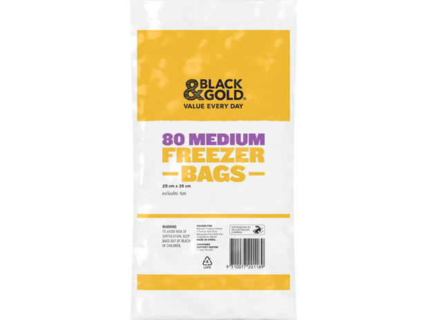 Black & Gold Freezer Bag Medium 80 Pack