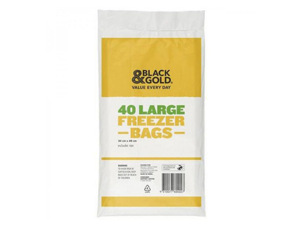 Black & Gold Freezer Bag Large 40 Pack