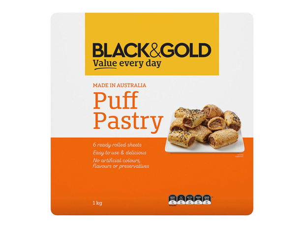 Black & Gold Puff Pastry Sheets 1 Kilogram