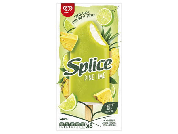 Streets Splice Fruit Ice Confection Refreshment Pine Lime No Artificial Colours, Flavours or Preserv