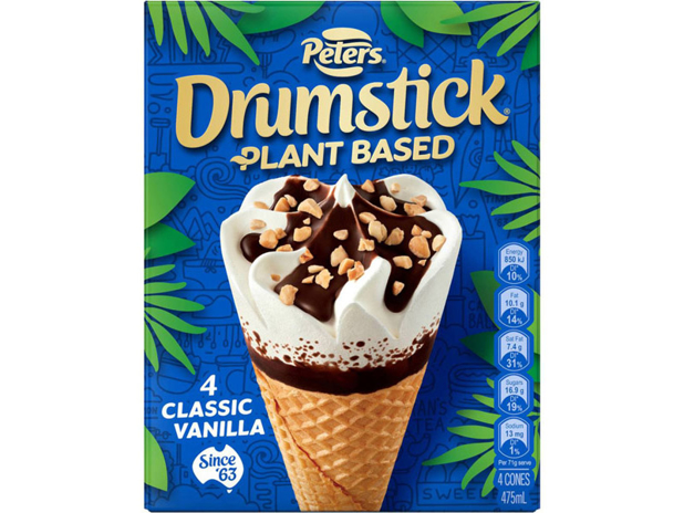 Peters Drumstick Plant Based Classic Vanilla Cones 4 Pack