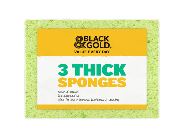 Black & Gold Thick Sponges 3 Pack