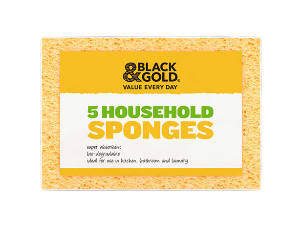 Black & Gold Household Sponge 5 Pack