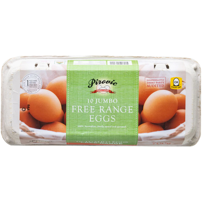 Pirovic Jumbo Free Range Eggs 10 Pack 700g