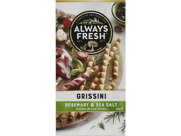 Always Fresh Grissini Crispbread Rosemary & Sea Salt 125g