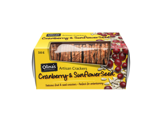 Olina Artisan Crackers Cranberry & Sunflower Seed 100g