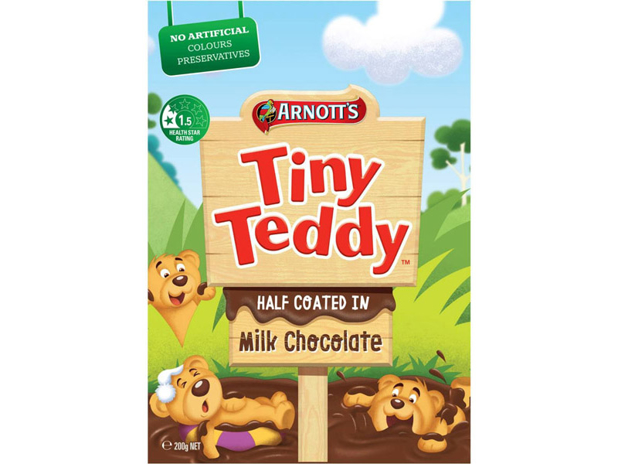 Arnott's Tiny Teddy Biscuits Half Coated in Milk Chocolate 200g