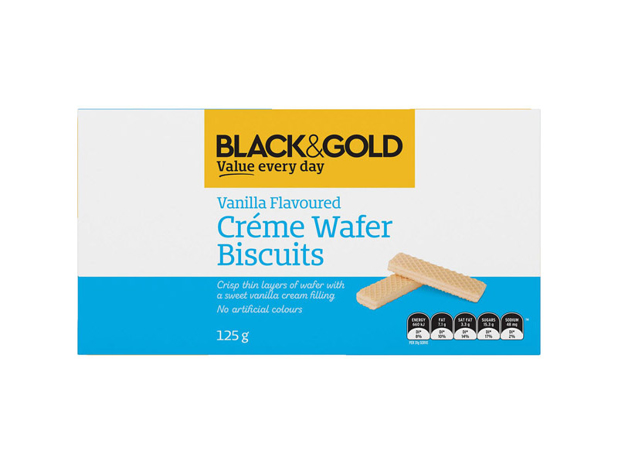 Black & Gold Vanilla Flavoured Creme Wafer Biscuits 125g