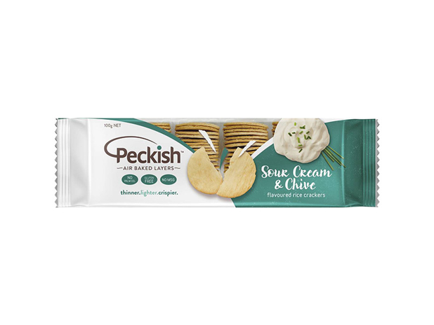 Peckish Rice Crackers Sour Cream & Chives 100g