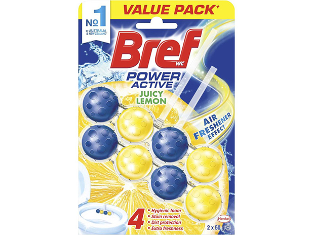 Bref Power Active Toilet Cleaner Block Lemon 2 Pack