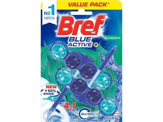 Bref Blue Active Toilet Cleaner Block Eucalyptus 2 Pack