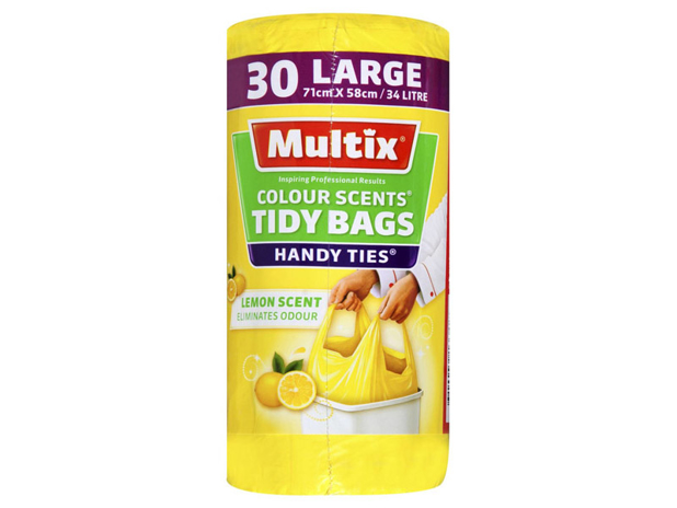 Multix Colour Scents Handy Ties Tidy Bags Large Lemon Scent 30 Pack