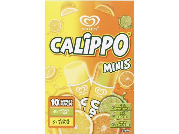 Calippo Mini Water Ice Lemon Orange & Lime 10 Pack