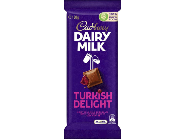 Cadbury Dairy Milk Turkish Delight Milk Chocolate Block 180g