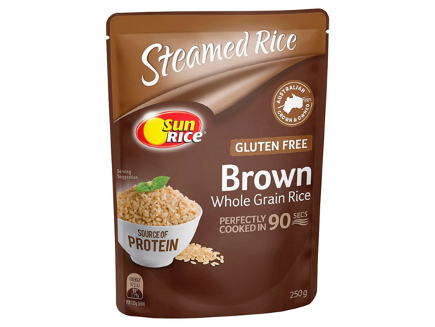 SunRice Steamed Gluten Free Brown Whole Grain Rice 250g
