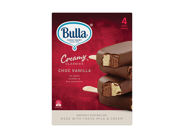 Bulla Creamy Classics Chocolate Vanilla Ice Cream Sticks 4pk