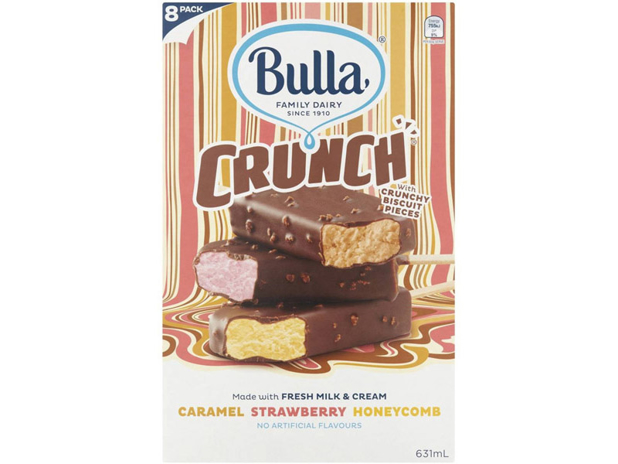 Bulla Caramel, Strawberry, Honeycomb Crunch Ice Creams 8 Pack