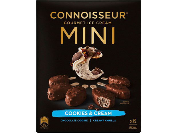 Connoisseur Gourmet Ice Cream Mini Cookies & Cream Sticks 6 Pack