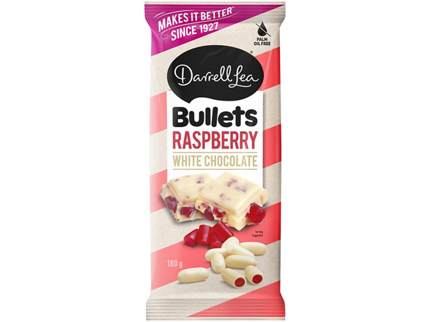 Darrell Lea White Chocolate Raspberry Bullet Block 180g