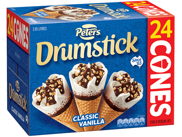 Peters Drumstick Ice Cream Vanilla 24 Pack