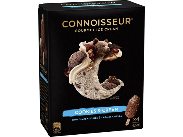 Connoisseur Ice Cream Cookies and Cream 4-pack