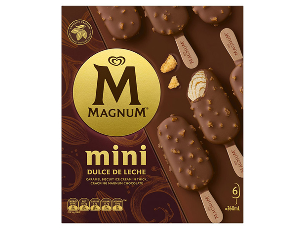 Magnum Mini Ice Cream Dessert Sticks Dulce De Leche Frozen 360ml 6 Pack