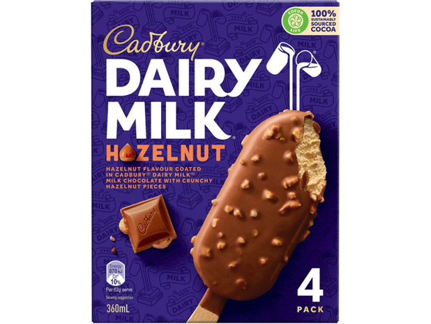 Cadbury Dairy Milk Hazelnut Ice Cream Sticks 4 Pack