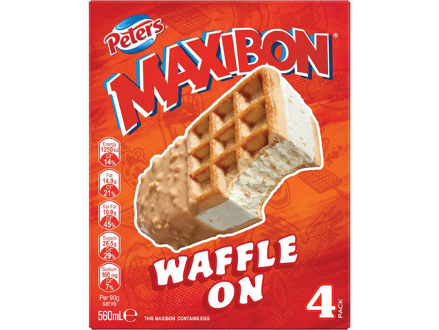 Peters Maxibon Waffle On Ice Cream Bars 4 Pack